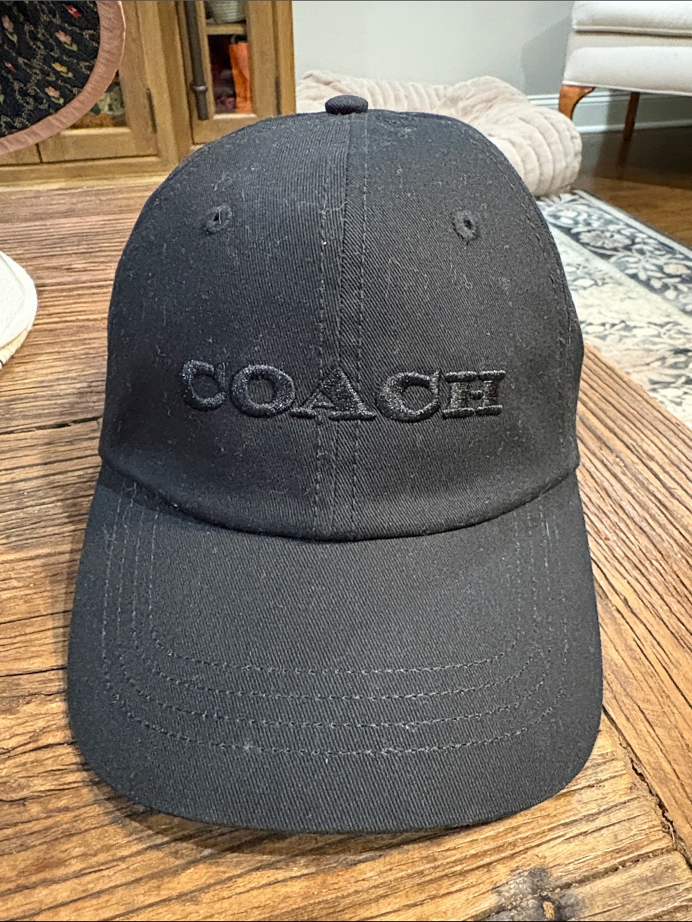 Coach Black Embroidered Logo Baseball Cap